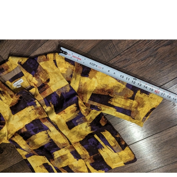 Coldwater Creek Shacket Womens Size 12 Purple & Gold Textured 3/4 Sleeves Button - Picture 9 of 16